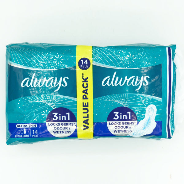 Always Ultra Thin Extra Long Value Pack 14 Pcs, Beauty & Personal Care, Sanitory Napkins, P&G, Chase Value