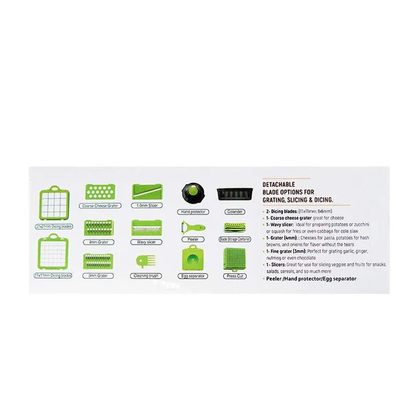 Kitchen Ideas Veggie Slicer 16 Pcs - Grey, Knives & Cutting Board, Chase Value, Chase Value