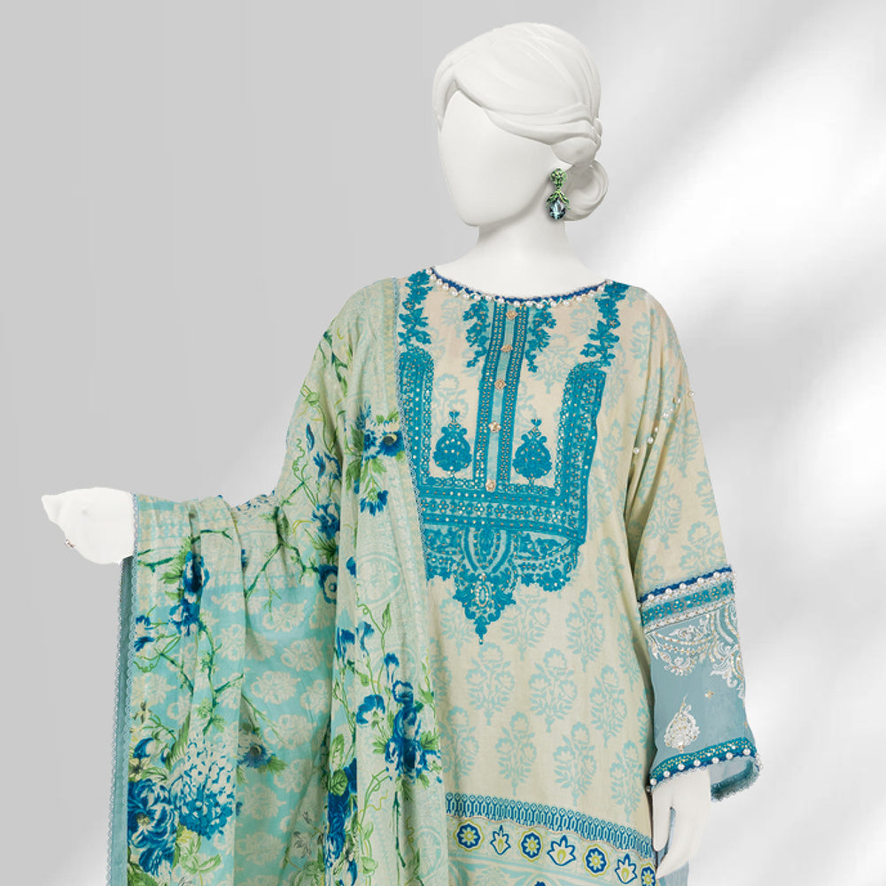 Panjnad By J. Lawn Embroidered 3 Piece Unstitched - 1280-B, Women, 3Pcs Shalwar Suit, Junaid Jamshed, Chase Value