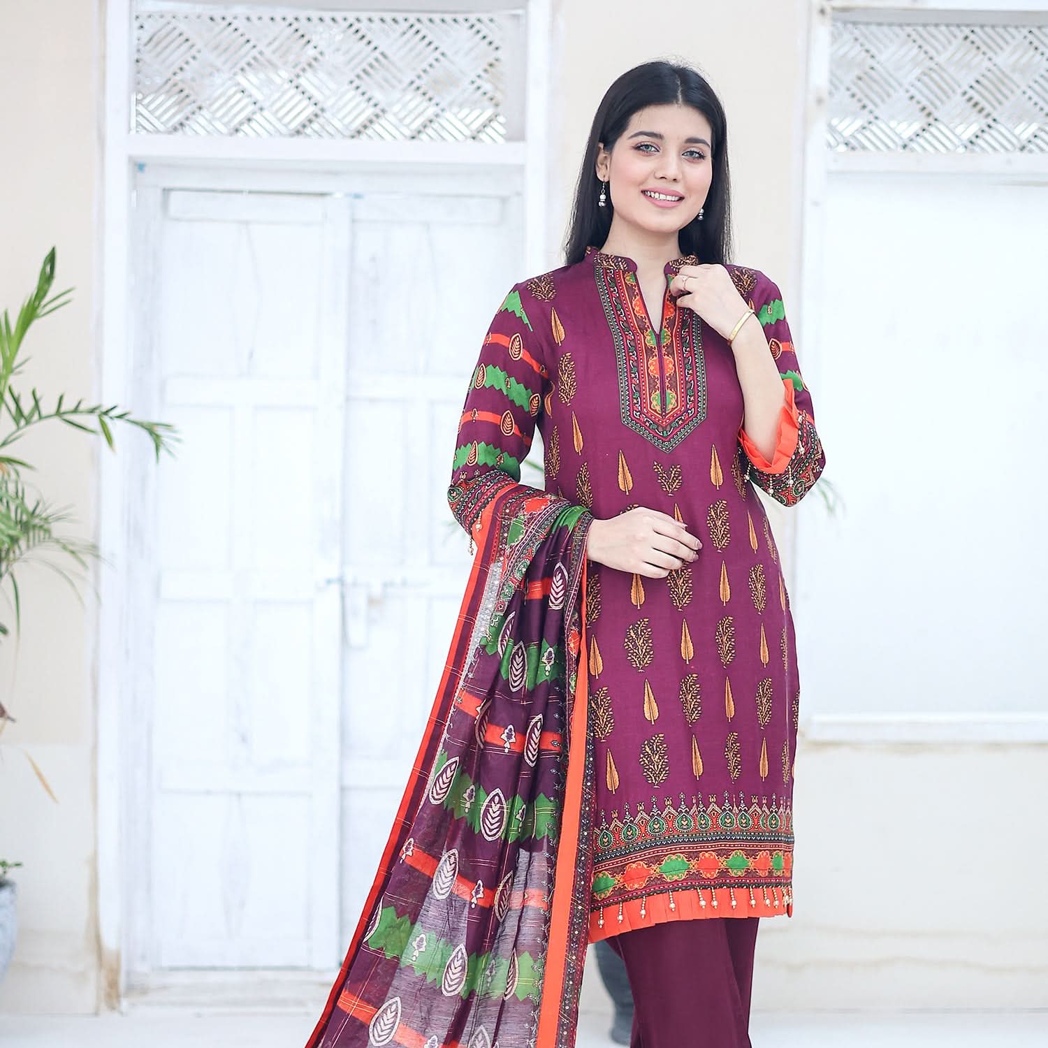 Laiba By SN Cloth Printed Unstitched 3 Pcs Suit - 15, Women, 3Pcs Shalwar Suit, SN Cloth, Chase Value