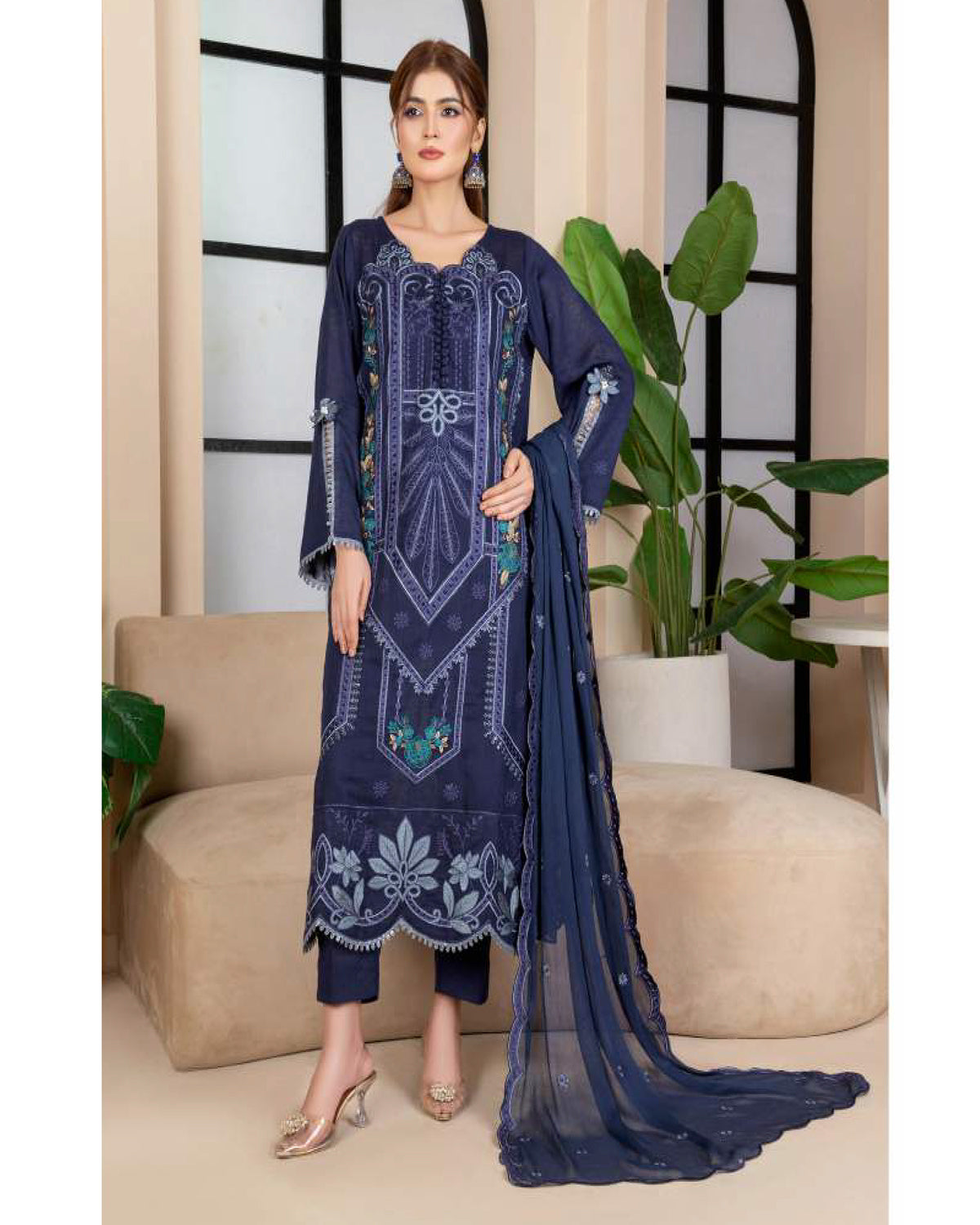 Noor Jahan Maha Noor Karandi Luxury Embroidered Suit with Dupatta - 16, Women, 3Pcs Shalwar Suit, Chase Value, Chase Value