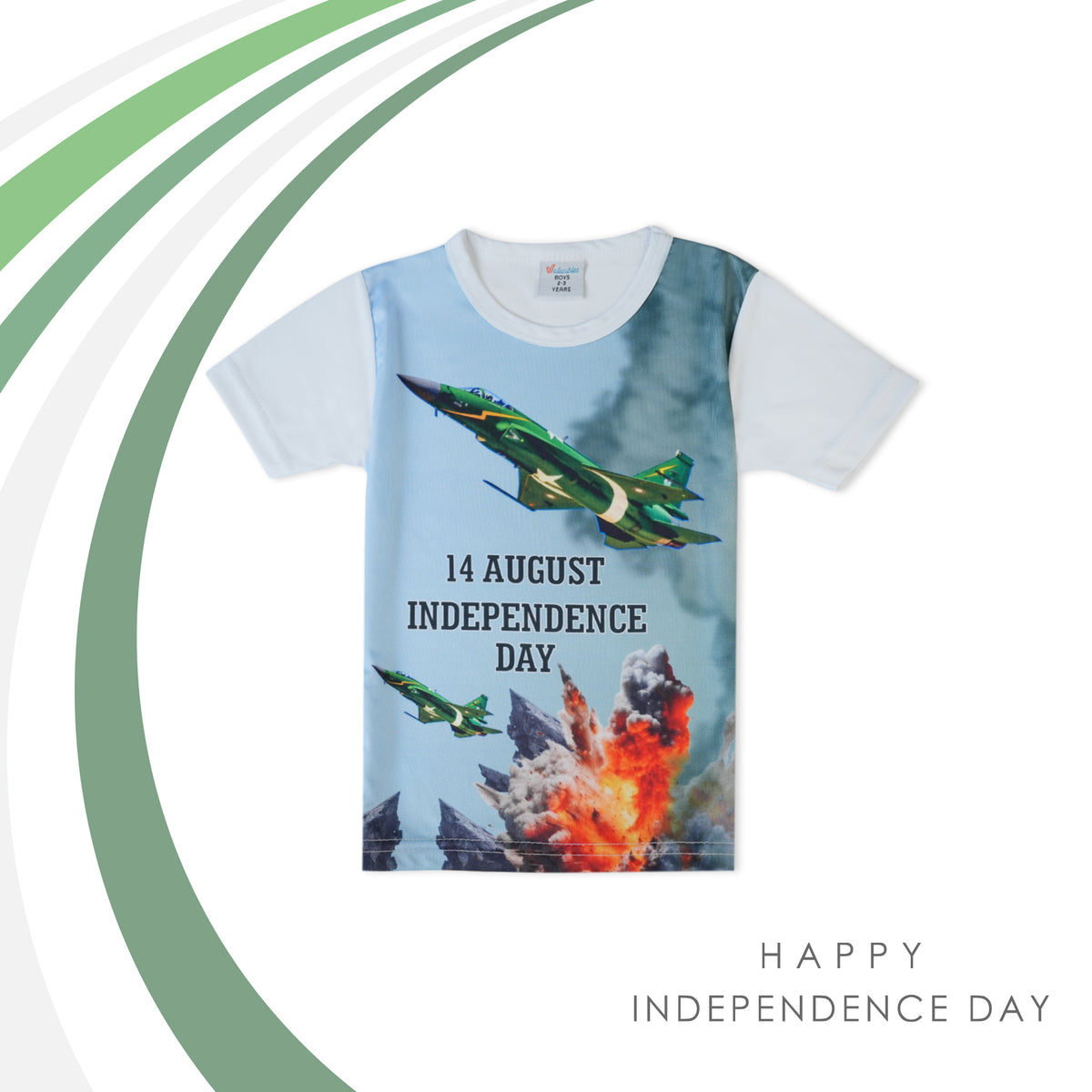 Valuable Boys Half Sleeves Azadi T-Shirt - Light Blue, Boys T-Shirts, Valuable, Chase Value