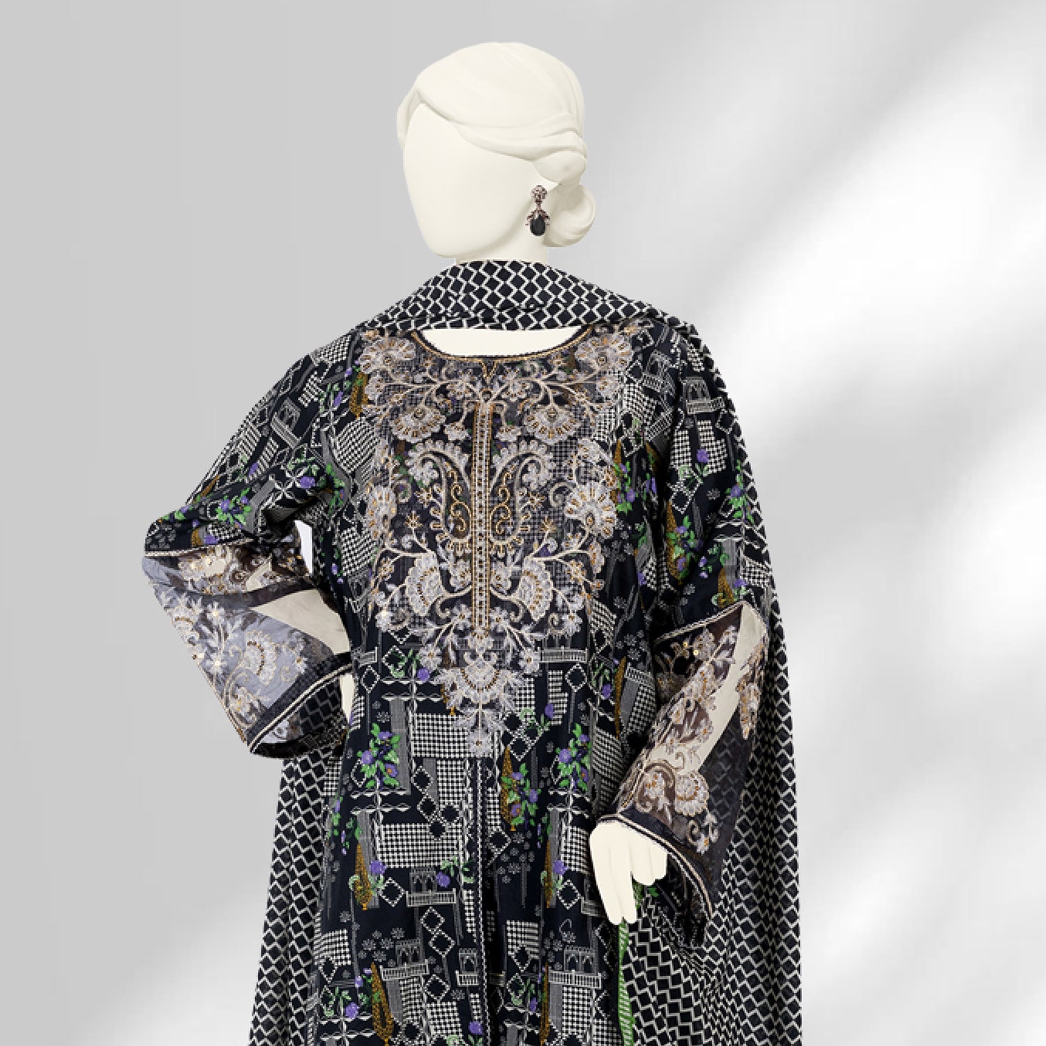 Panjnad By J. Lawn Embroidered 3 Piece Unstitched - 1282-A, Women, 3Pcs Shalwar Suit, Junaid Jamshed, Chase Value