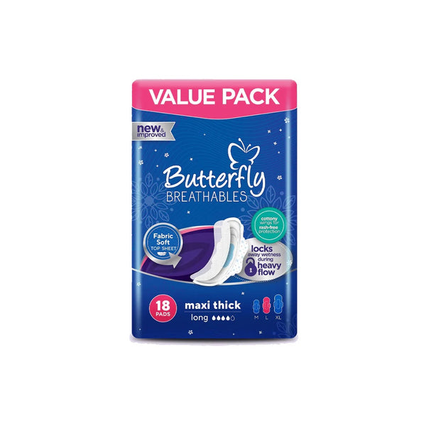 Butterfly Maxi Thick Sanitary Napkins L 18's