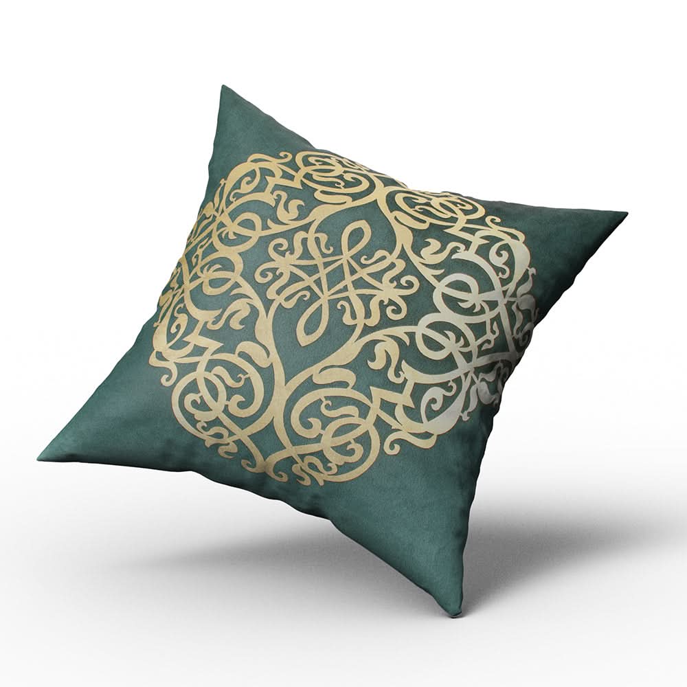 Golden Print Cushion - Dark Green, Cushions & Pillows, Chase Value, Chase Value