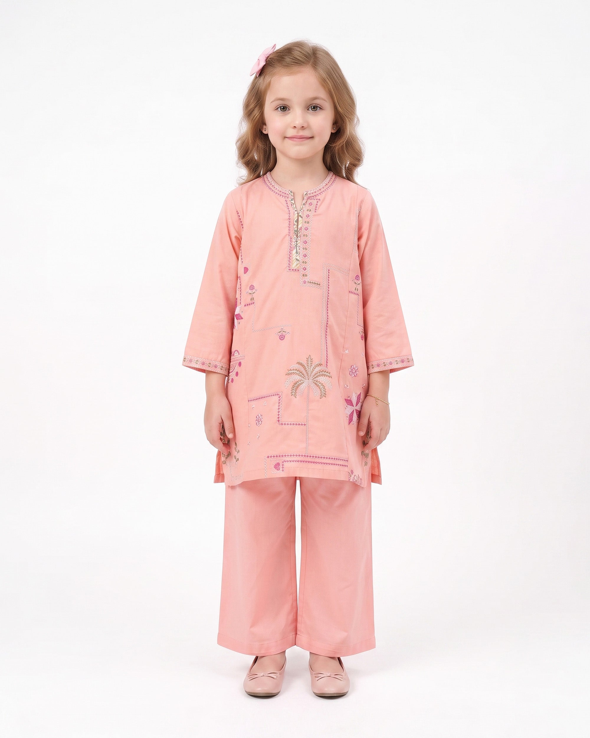 Eminent Girls' Essentials Embroidered Dyed 2pc Suit