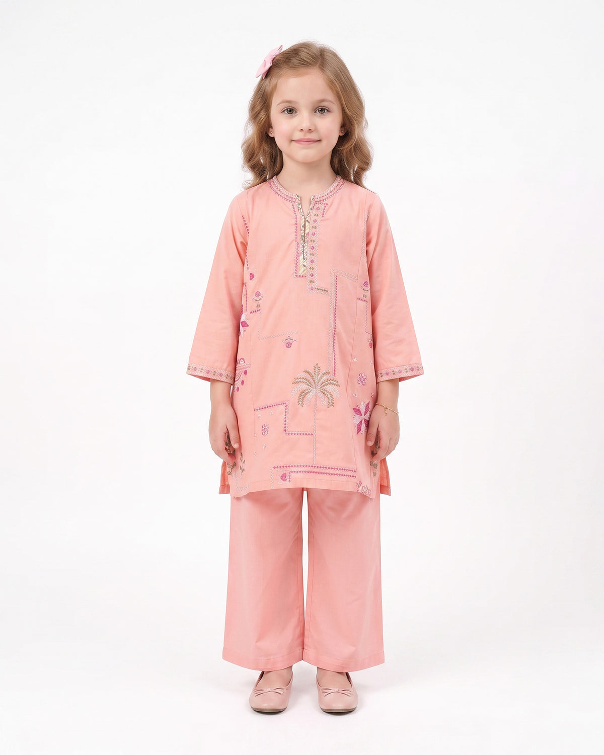 Eminent Girls' Essentials Embroidered Dyed 2pc Suit