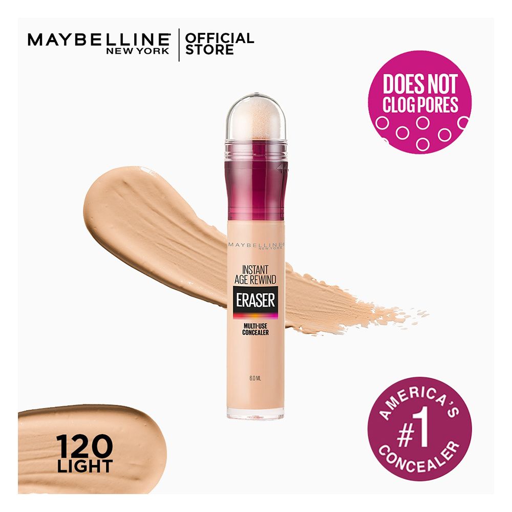Maybelline New York Instant Age Rewind Eraser Dark Circles Concealer, 120 Light, Concealer, Maybelline, Chase Value