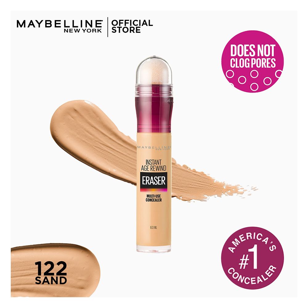 Maybelline New York Instant Age Rewind Eraser Dark Circles Concealer, 122 Sand, Concealer, Maybelline, Chase Value