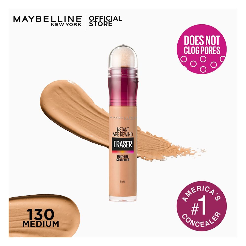 Maybelline New York Instant Age Rewind Eraser Dark Circles Concealer, 130 Medium, Concealer, Maybelline, Chase Value