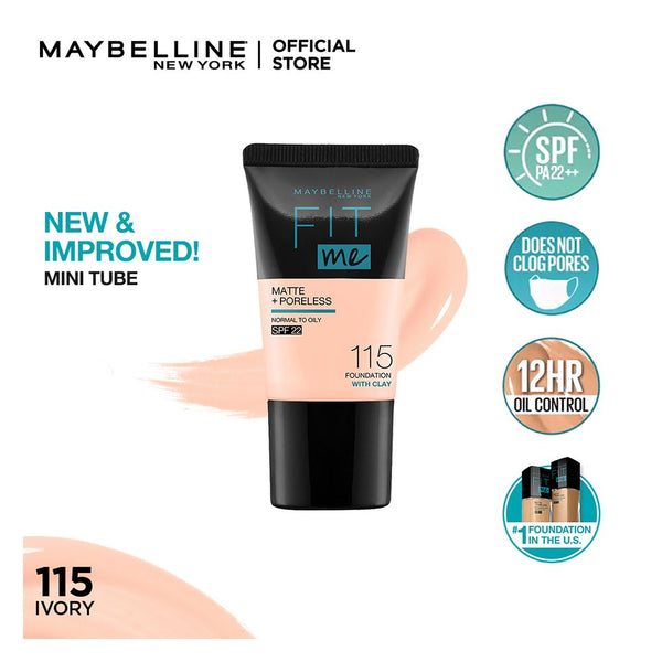 Maybelline Fit Me Matte + Poreless Liquid Foundation, 115, Ivory, 18Ml, Foundation, Maybelline, Chase Value