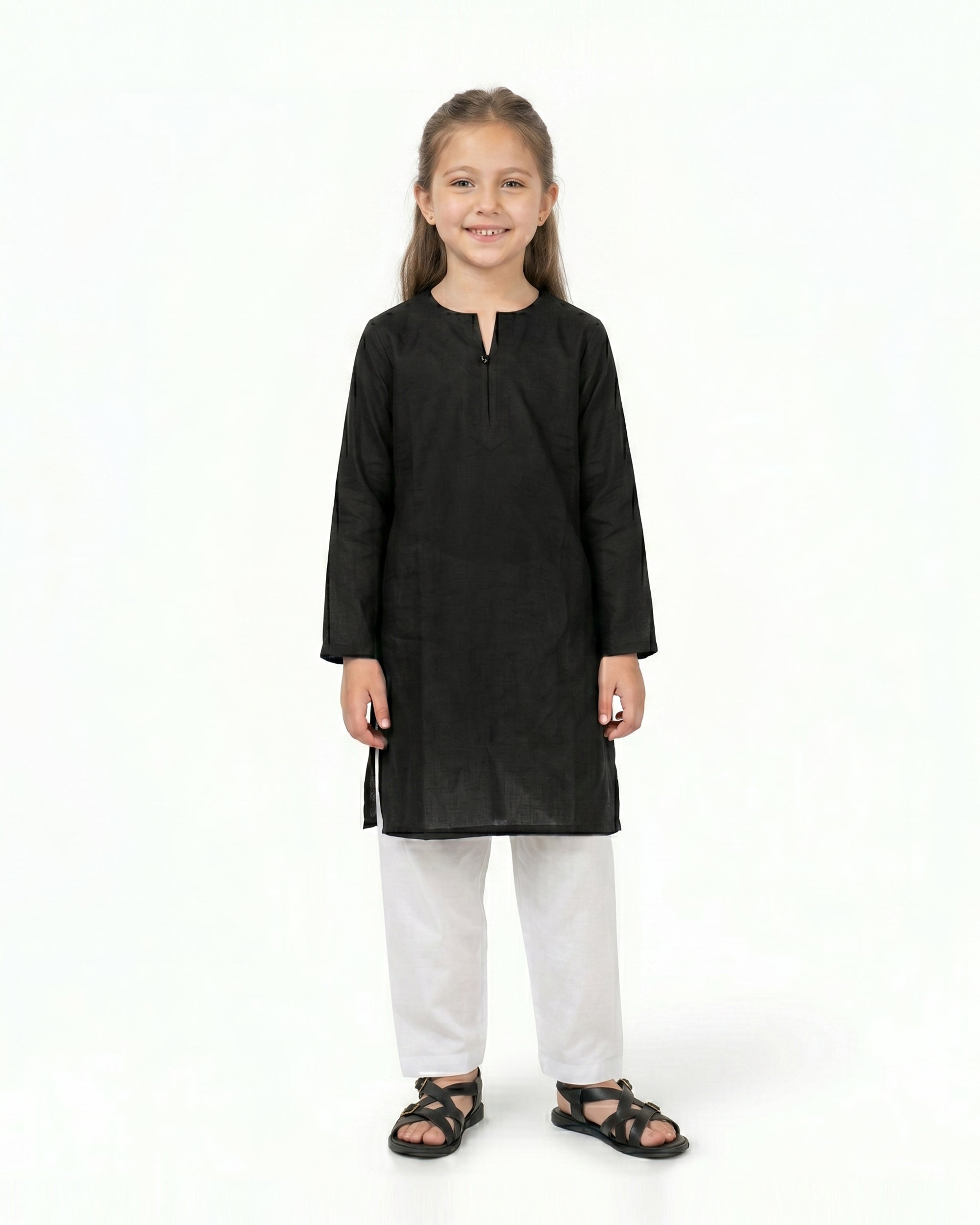 Girls Basic Kurti - Black