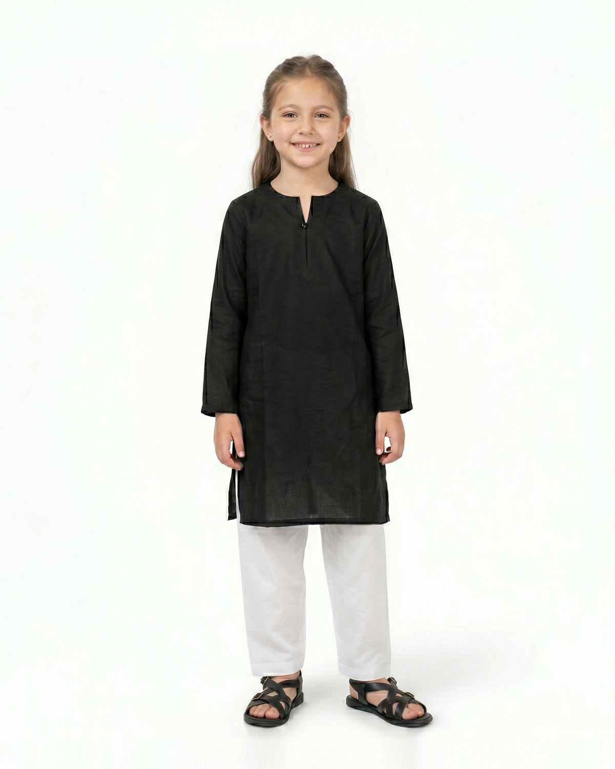 Girls Basic Kurti - Black