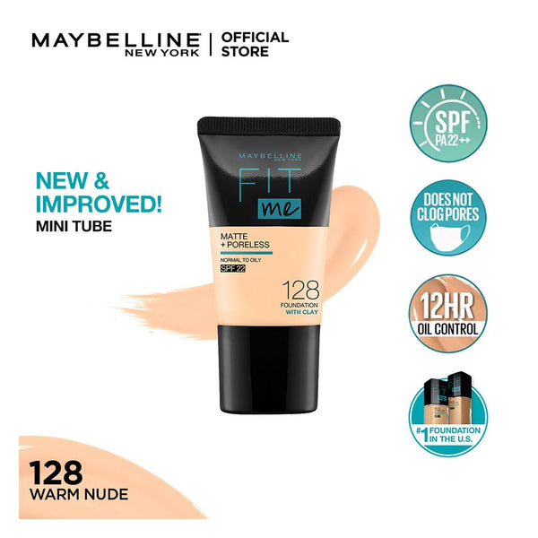 Maybelline Fit Me Matte + Poreless Liquid Foundation, 128, Warm Nude, 18Ml, Foundation, Maybelline, Chase Value