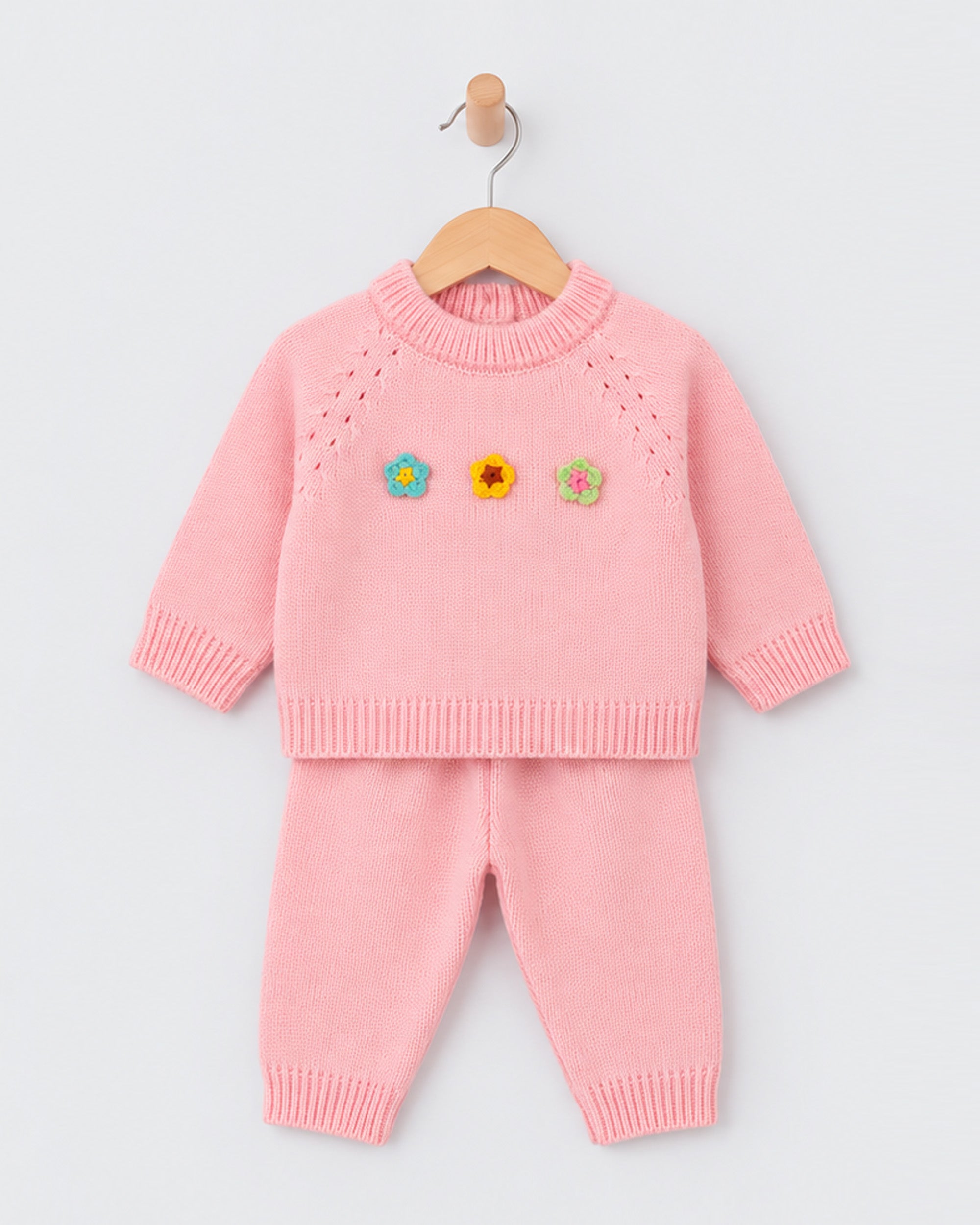 Eminent Newborn Girls Floral Applique Sweater Suit