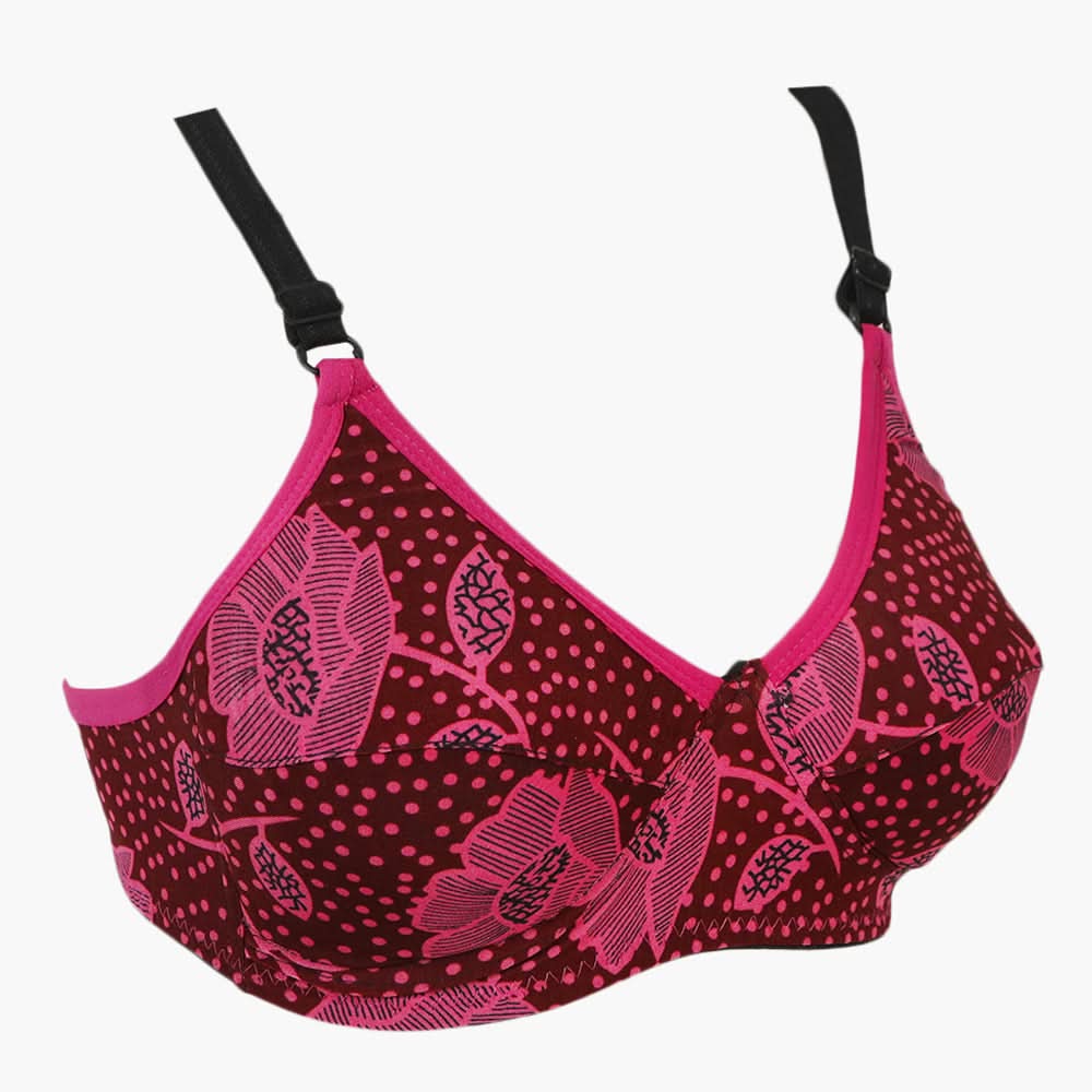 Women's Printed Foam Bra - Dark Pink, Women Bras, Chase Value, Chase Value