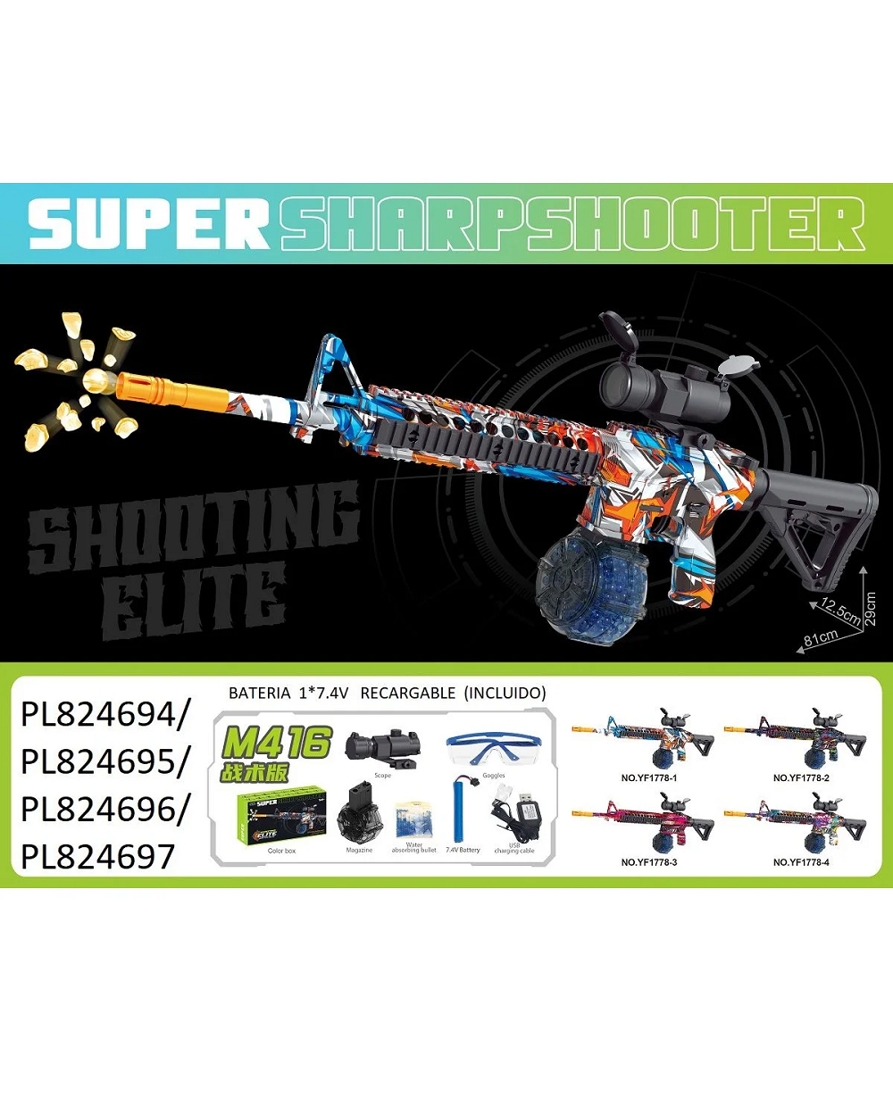 Water Bullet Gun M416 with Flashlight