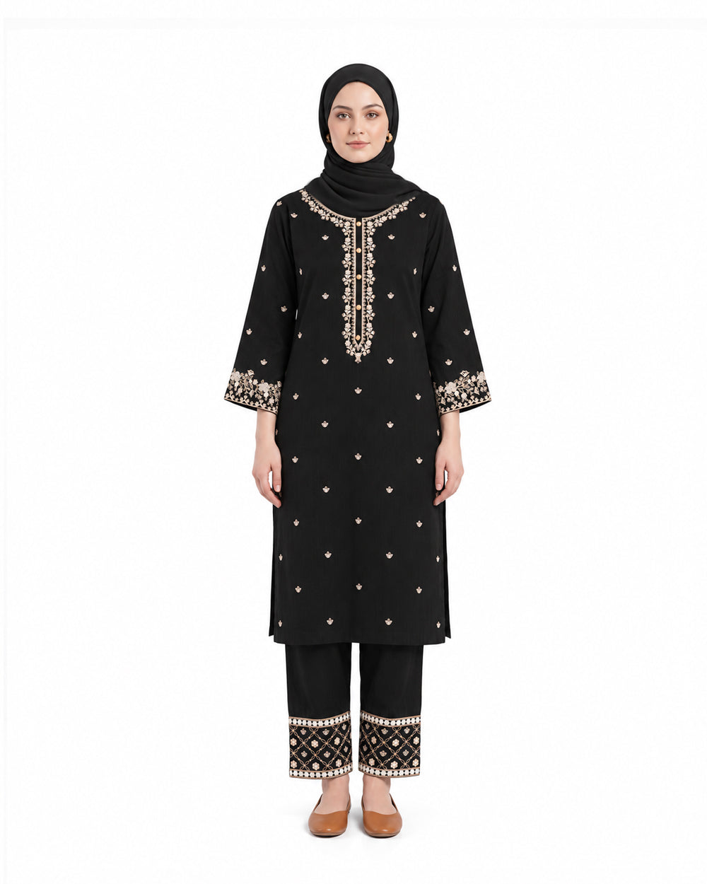 Women's Khaddar Embroidered Suit - 2 Pc