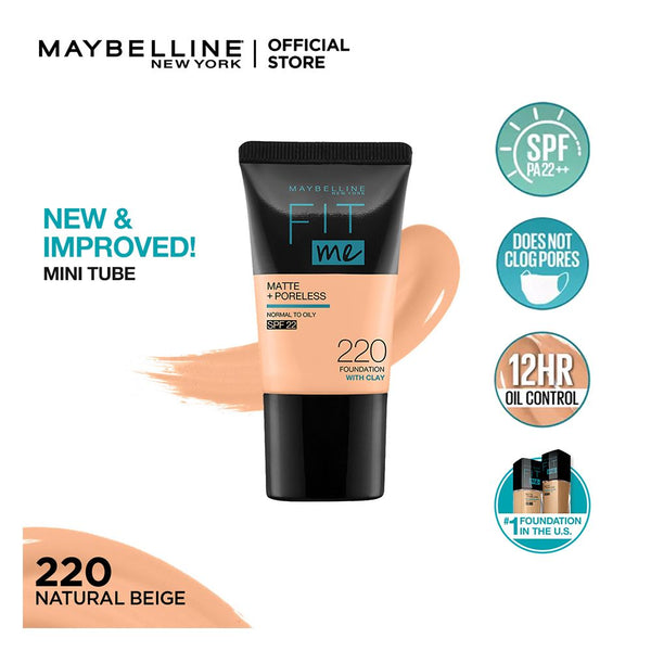Maybelline Fit Me Matte + Poreless Liquid Foundation, 220, Natural Beige, Foundation, Maybelline, Chase Value