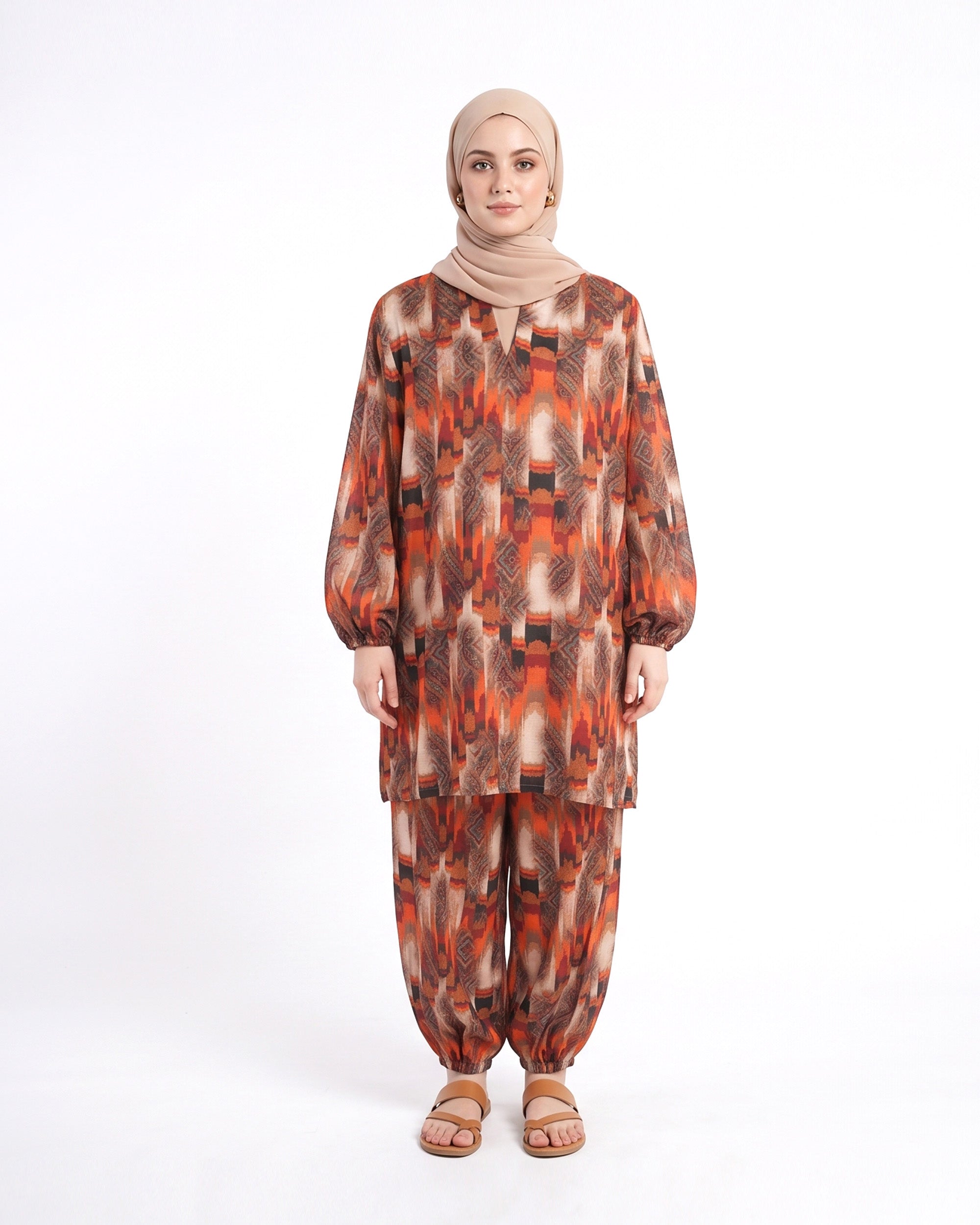 Valuables Women's Slub Printed Suit - 2 Pc
