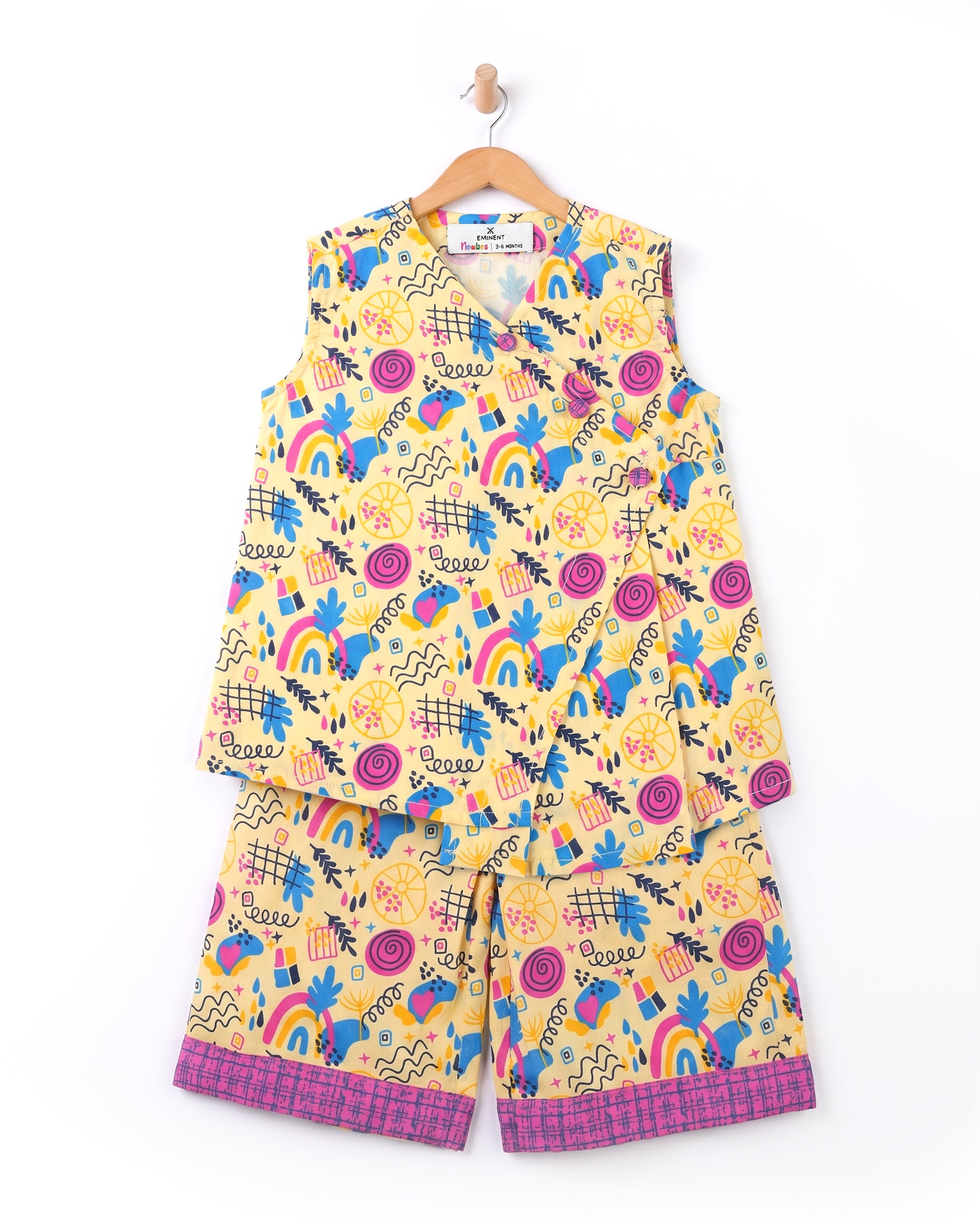 Eminent Newborn Girls' Ethnic Fusion Printed 2 Pc Suit