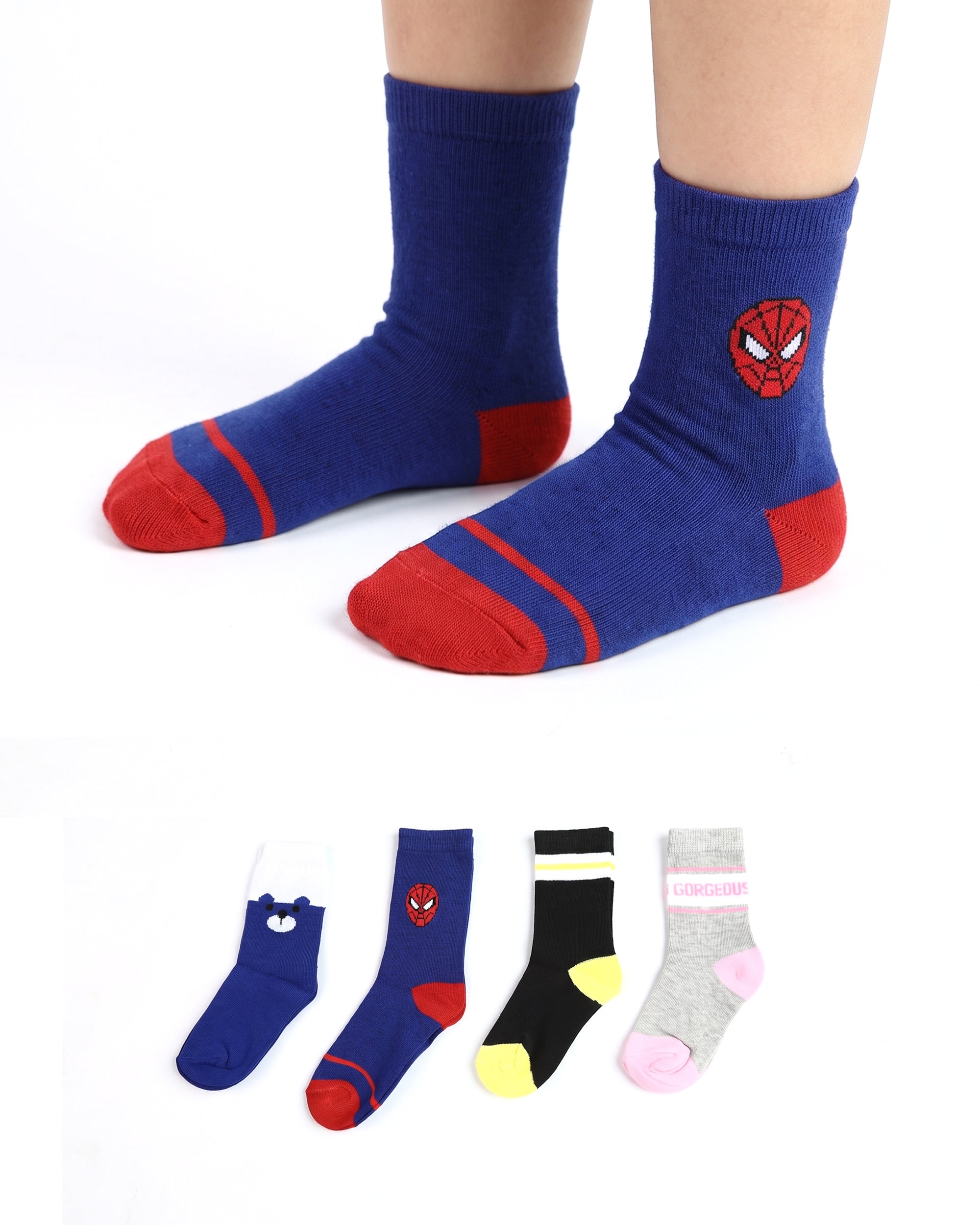 Valuables Girls Printed Lycra Socks - 4 Pc