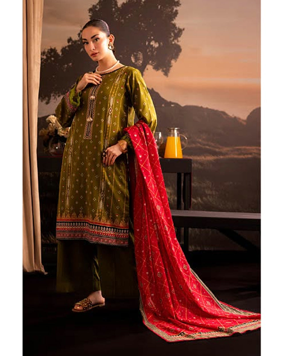 Women's Printed Suit 3-Pc - Inspired by Khaddi - 7