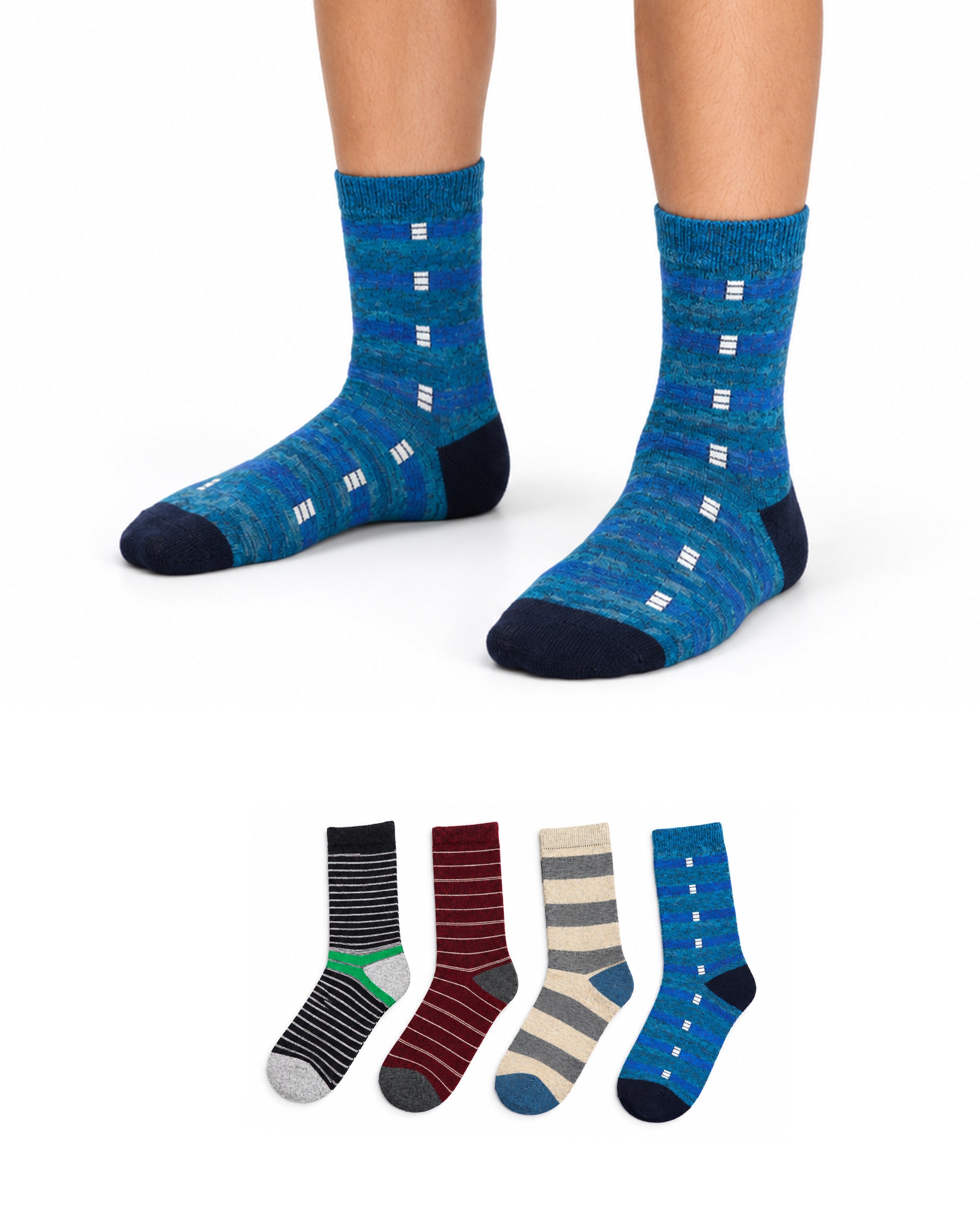 Valuables Boys Printed Lycra Socks - 4 Pc