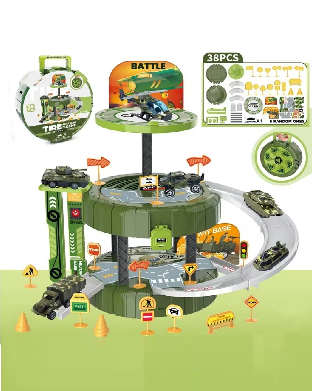 Military Parking Lot 38 Pcs With Die Cast Vehicle