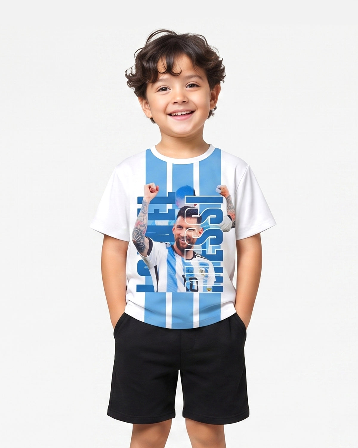 Valuables Boys' Messi Sublimation Half Sleeves T-Shirt