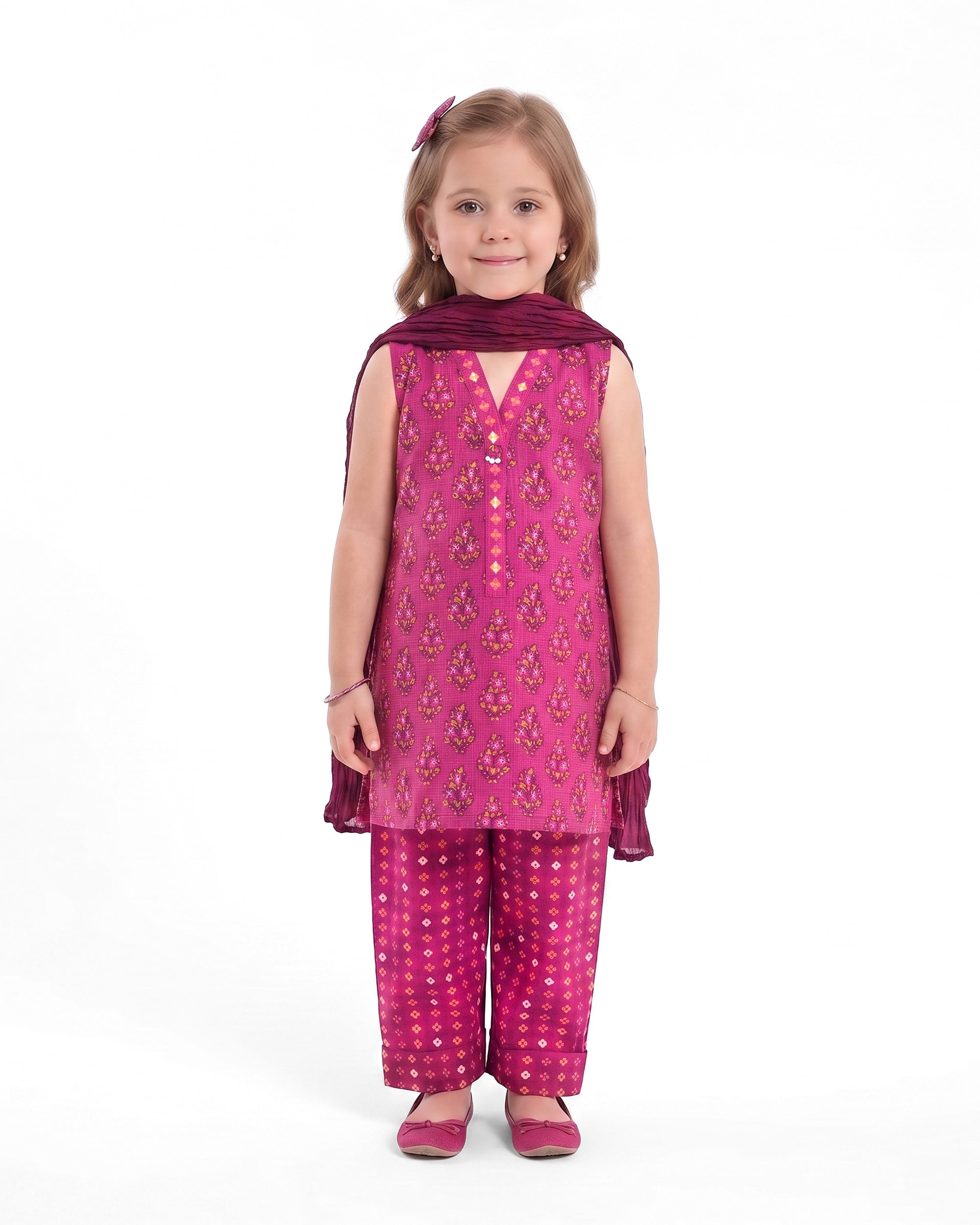 Eminent Girls' Essential Printed 3 Pcs Suit