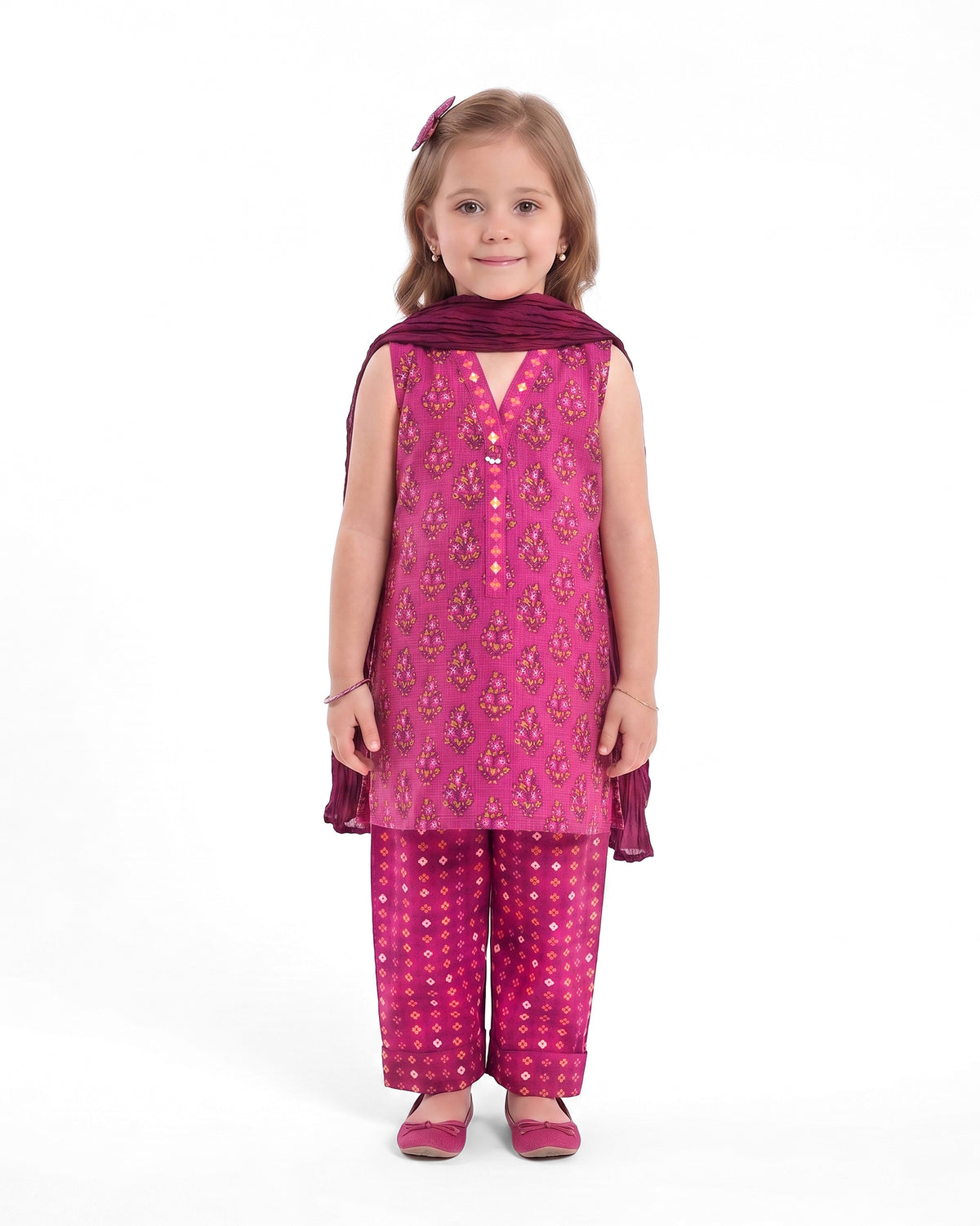 Eminent Girls' Essential Printed 3 Pcs Suit