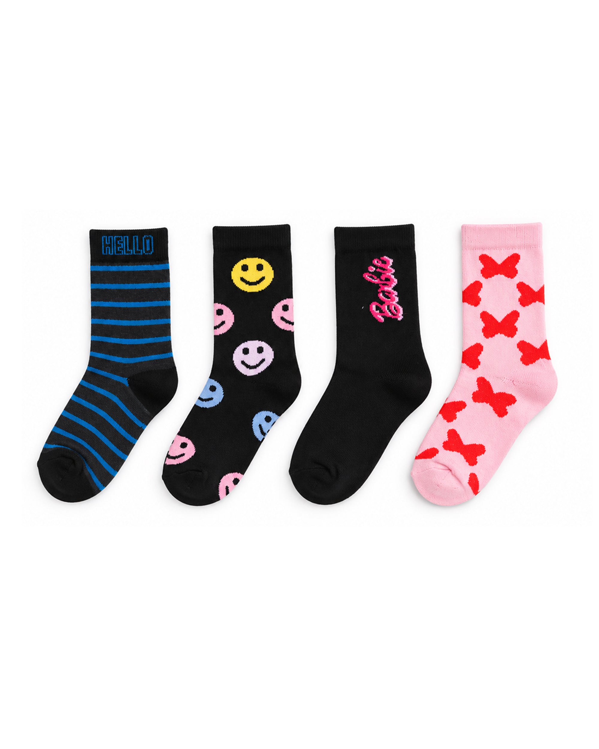 Valuables Girls Printed Lycra Socks - 4 Pc
