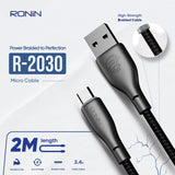 Ronin Data Cable Type-C 2 Meter R-2030 - Black, USB Cables, Ronin, Chase Value