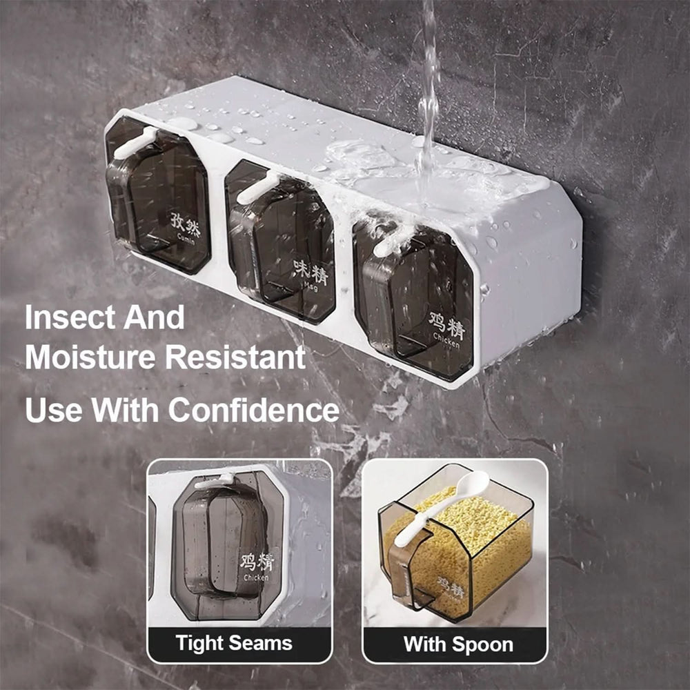 Wall-Mounted Triple Cereal & Spice Dispenser Storage Box, Spice Boxes, Chase Value, Chase Value