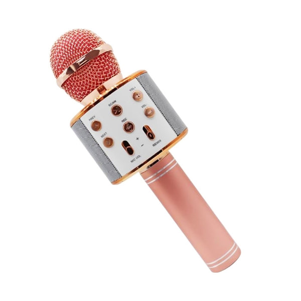 Handheld KTV Portable Mic Speaker Wireless Microphone - WS-858 - Rose Gold