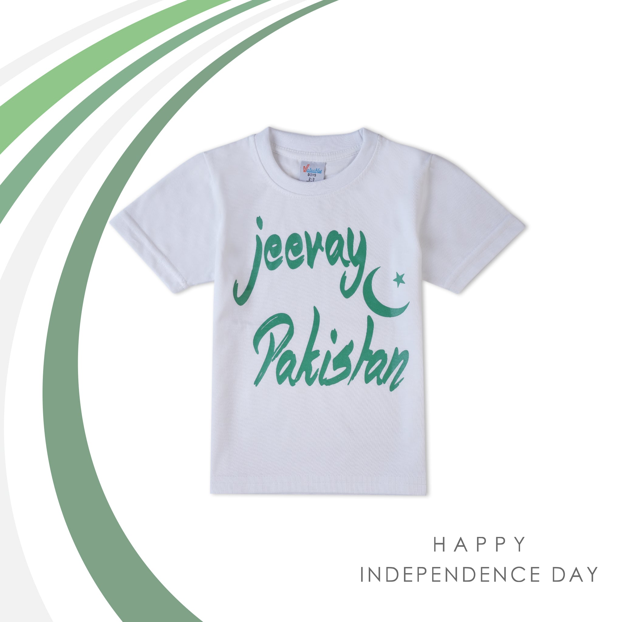 Valuable Boys Half Sleeves Azadi T-Shirt - White, Boys T-Shirts, Valuable, Chase Value