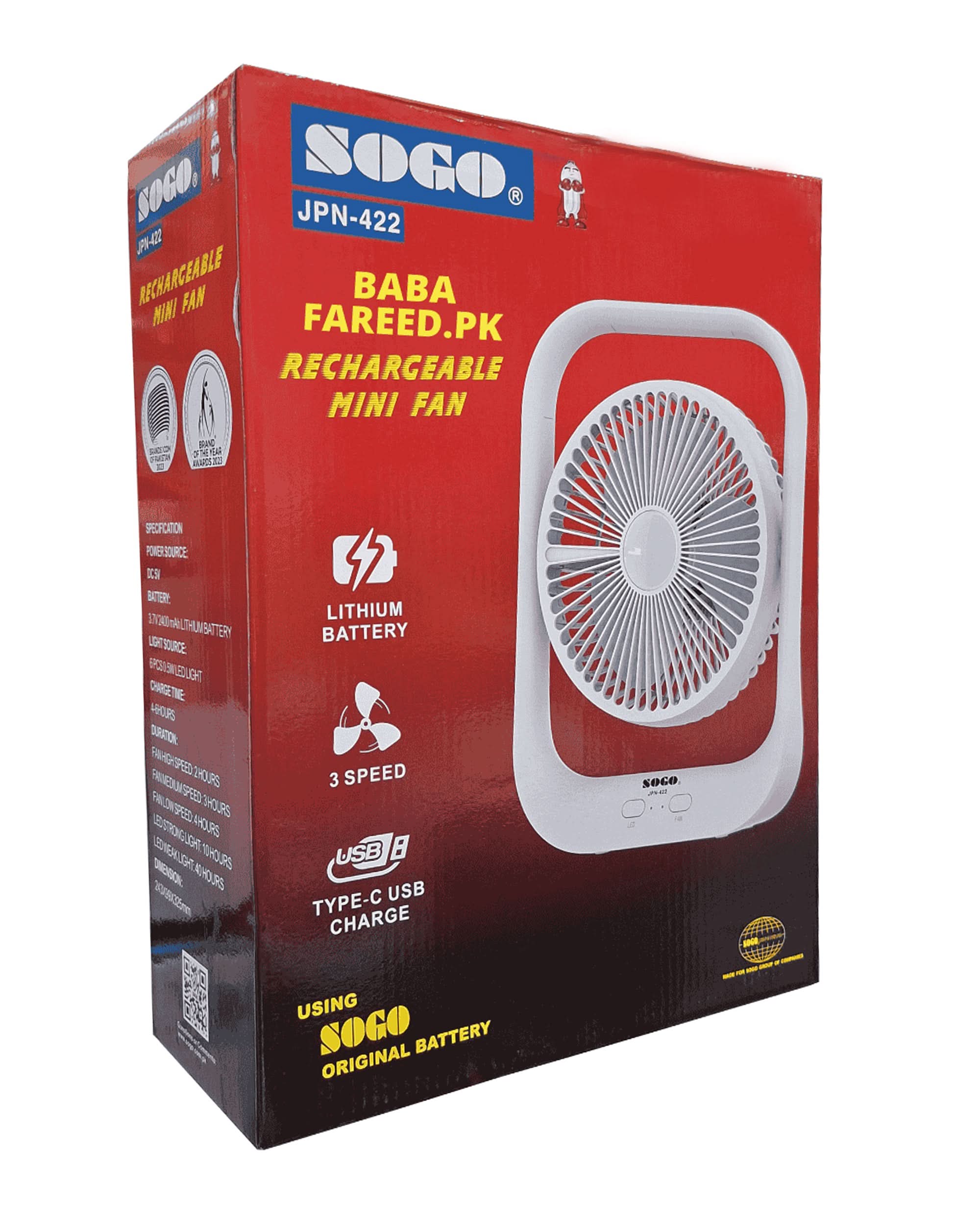 Sogo Rechargeable Mini Fan JPN-422, Rechargeable Fan, Sogo, Chase Value