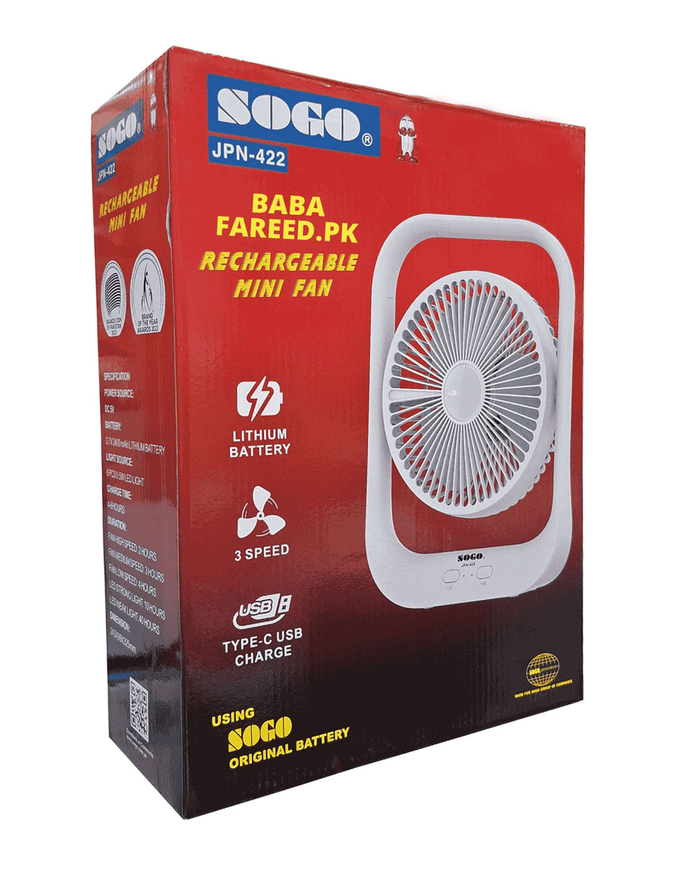 Sogo Rechargeable Mini Fan JPN-422, Rechargeable Fan, Sogo, Chase Value