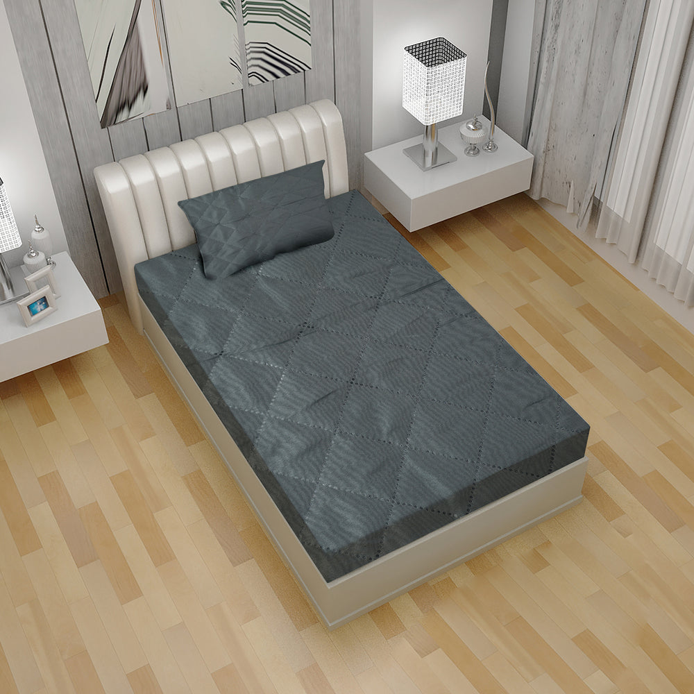 Single Quilted Cotton Waterproof Mattress Protector 42X78" - Grey, Mattress Protector, Chase Value, Chase Value