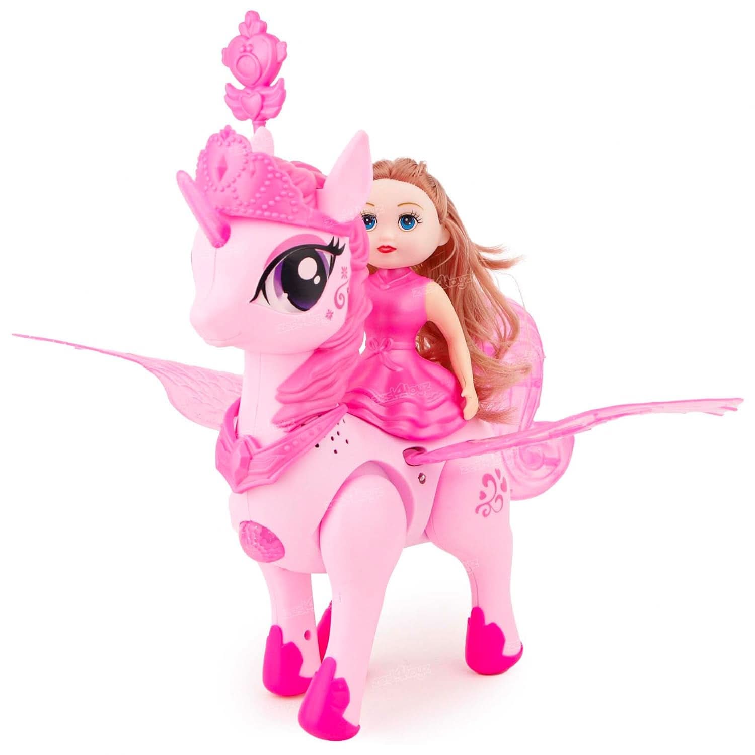 Musical Toys for Kids Princess with Walking Unicorn Light and Sound - Pink, Dolls & House, Chase Value, Chase Value