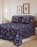 Printed Cotton Double Bed Sheets - 3 Pcs - 94 x 98 Inch