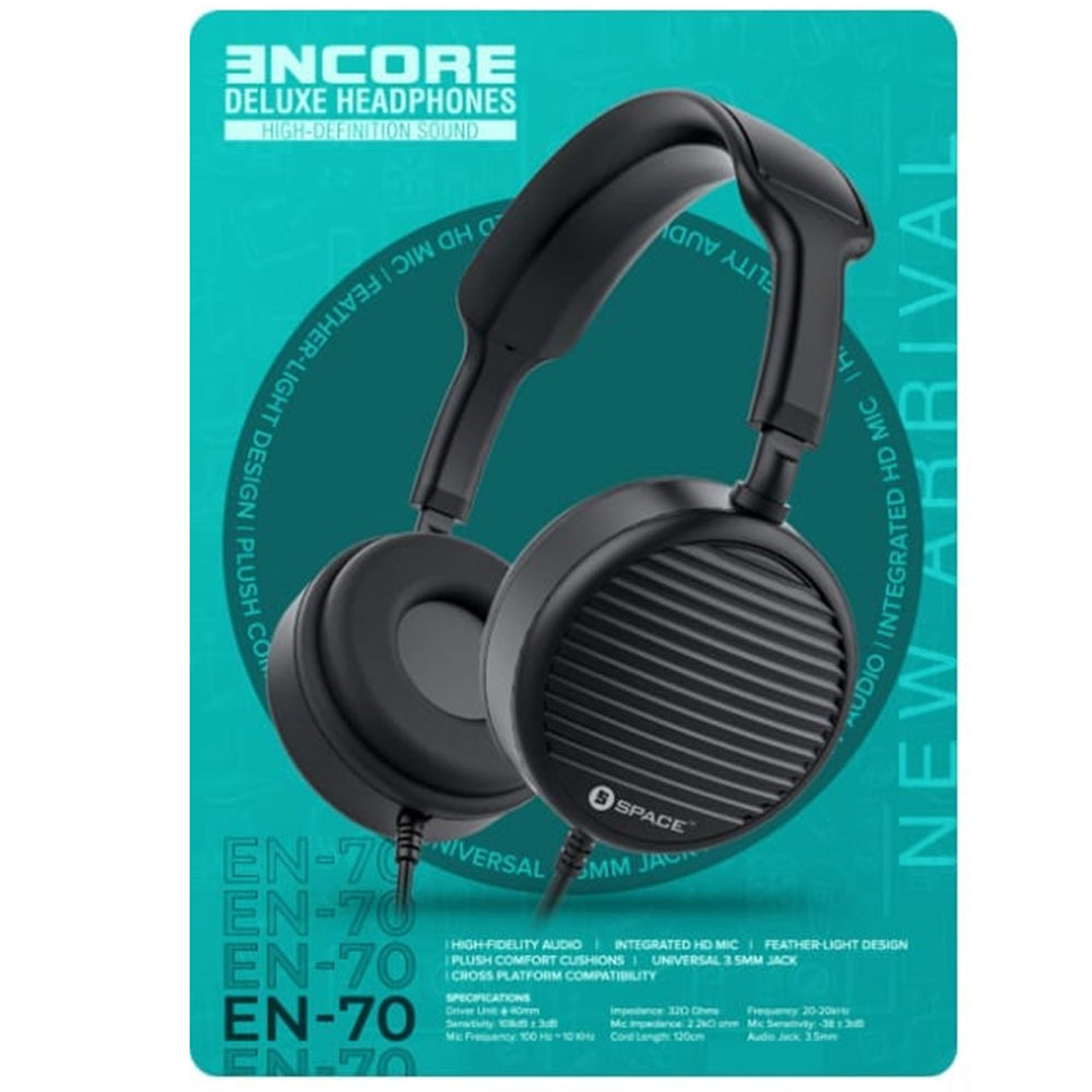 Space Headphone Encore En-70 - Black, Hands Free / Head Phones, Space, Chase Value