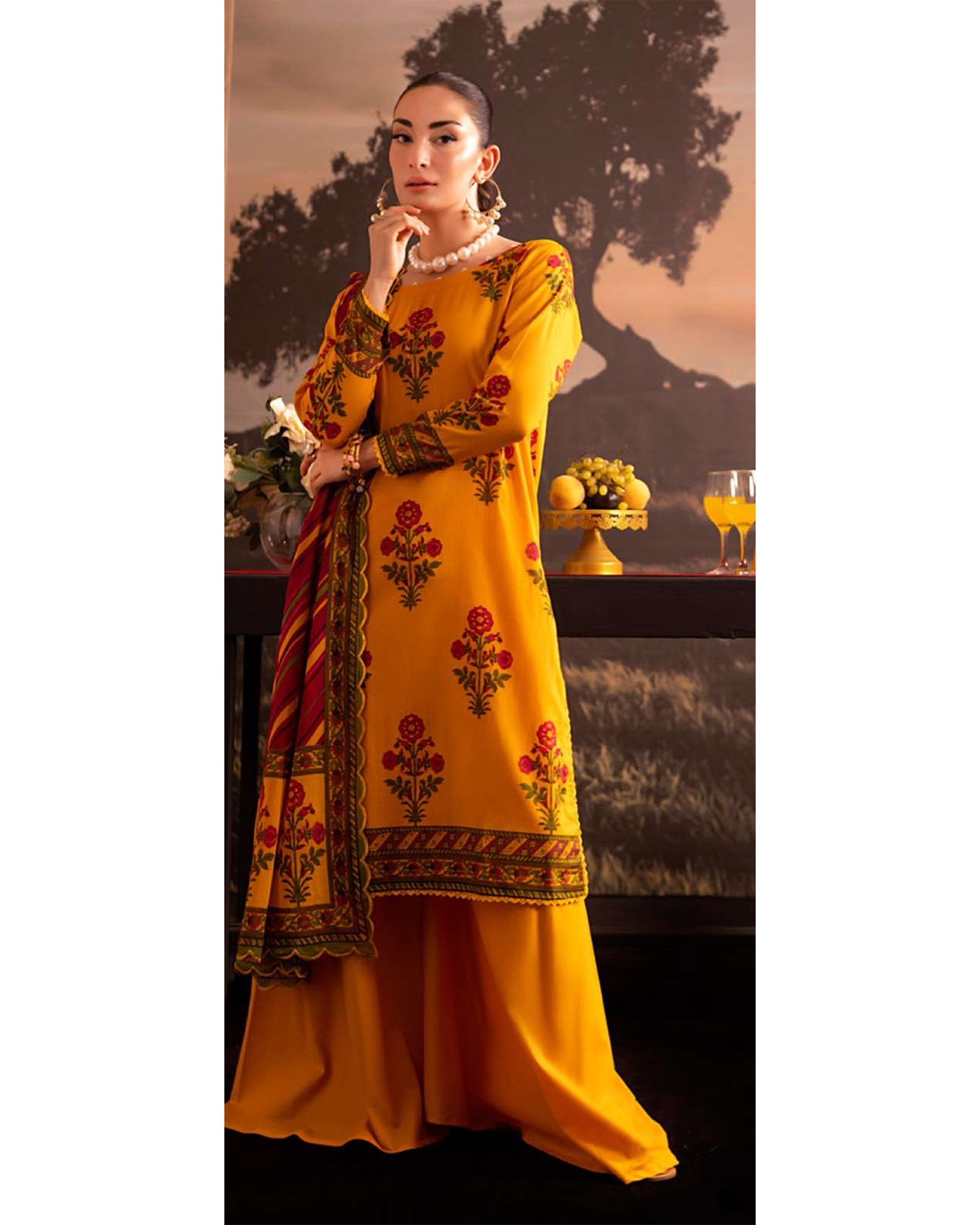 Women's Printed Suit 3-Pc - Inspired by Khaddi - 10