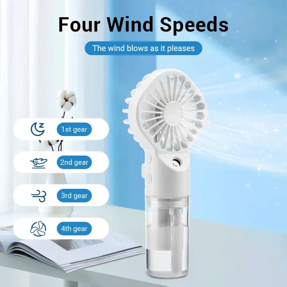 EHF-12 Mini Handheld Spray Fan with Nanotech Mist 4-Speed USB Rechargeable Cooling Fan, Rechargeable Fan, Chase Value, Chase Value