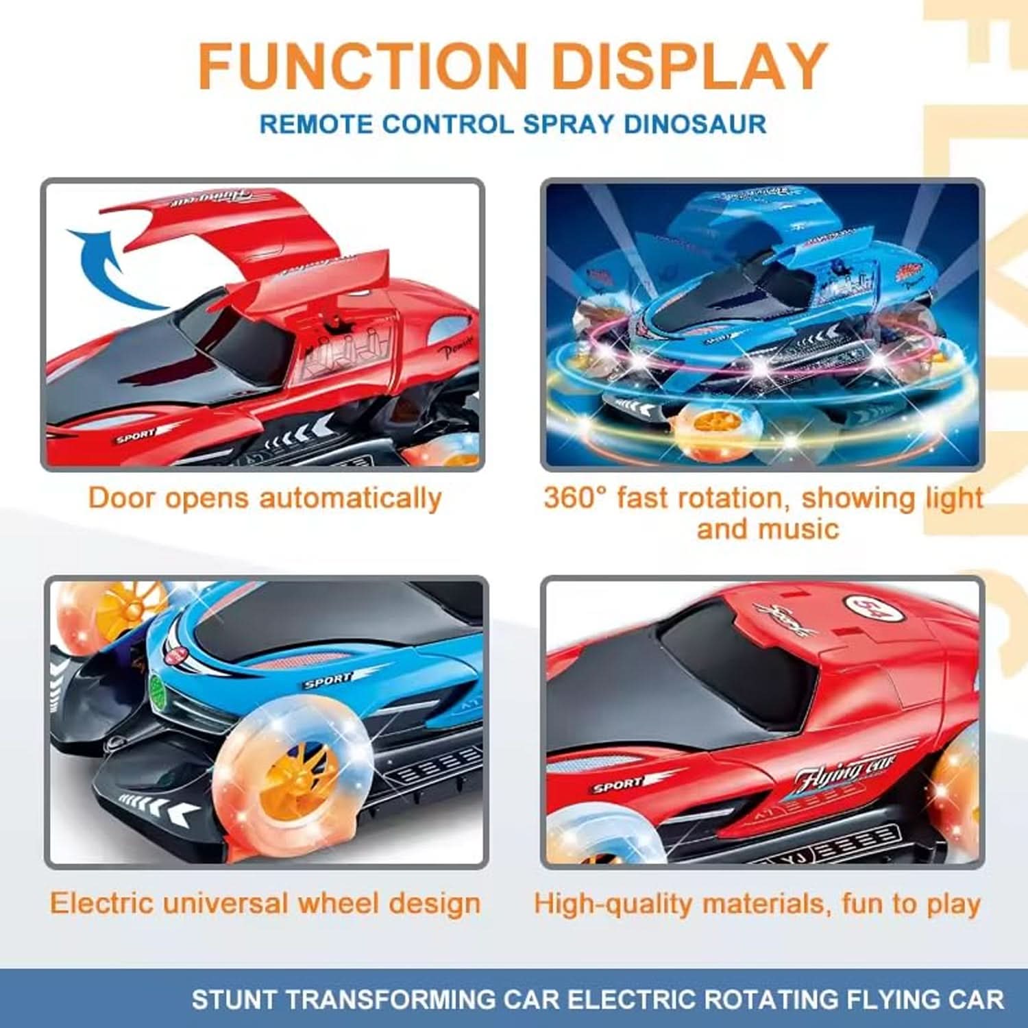 Battery Operated  Flying Car With Light & Music - Red, Non-Remote Control, Chase Value, Chase Value