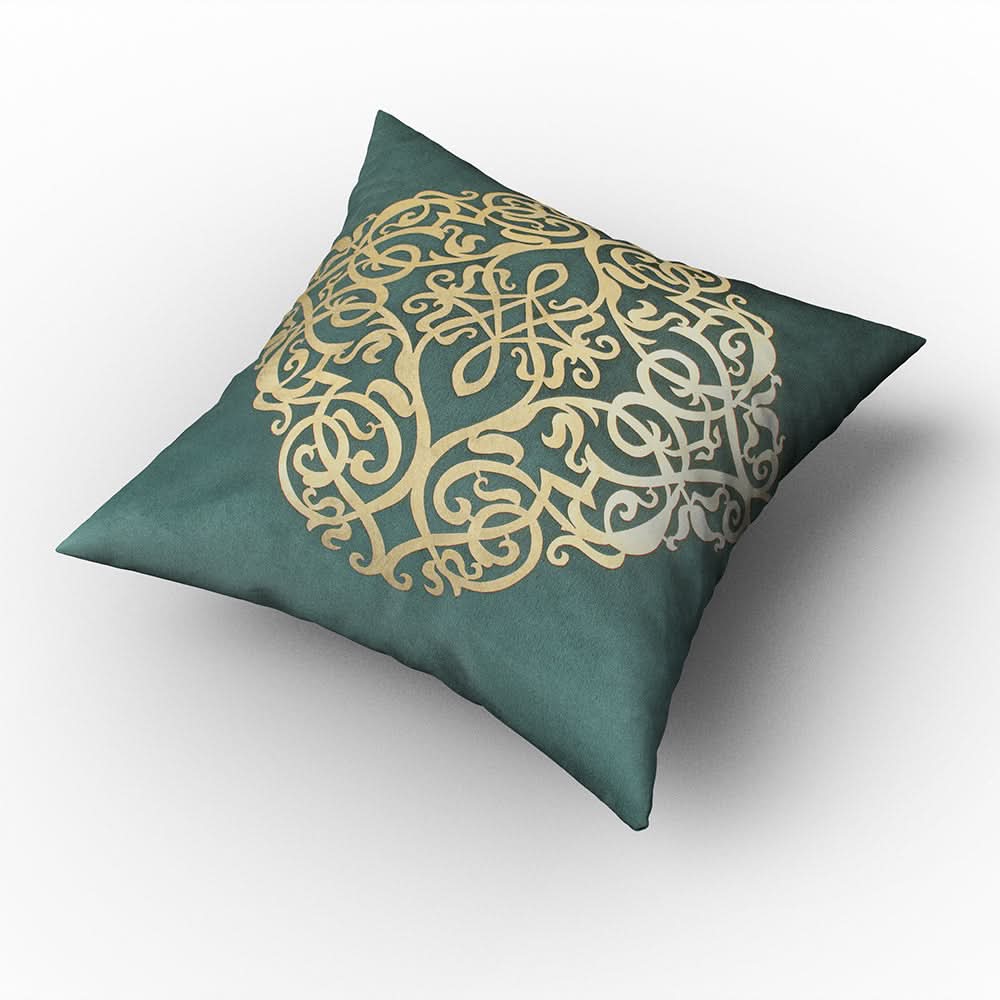 Golden Print Cushion - Dark Green, Cushions & Pillows, Chase Value, Chase Value
