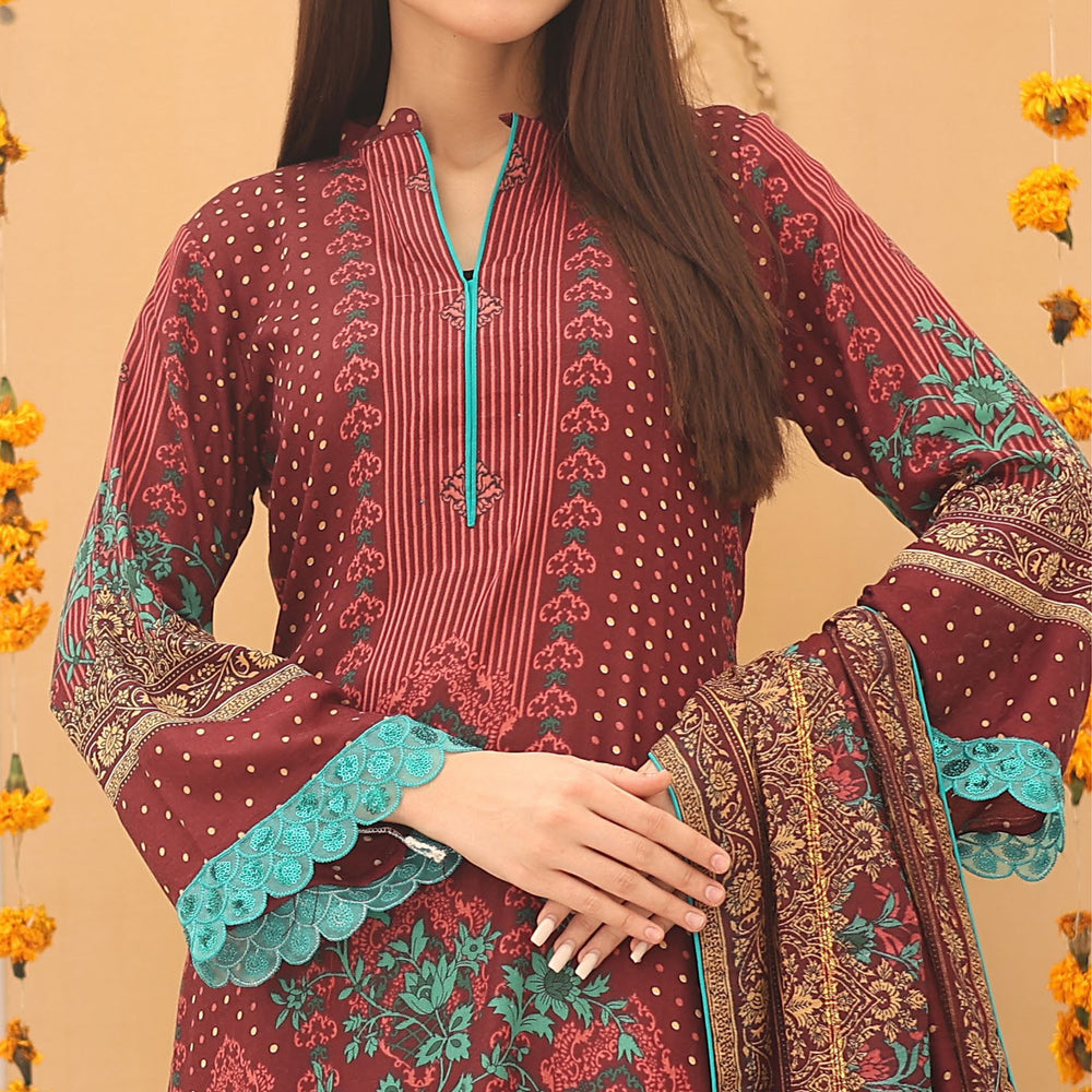 Laiba By SN Cloth Printed Unstitched 3 Pcs Suit - 6, Women, 3Pcs Shalwar Suit, Chase Value, Chase Value