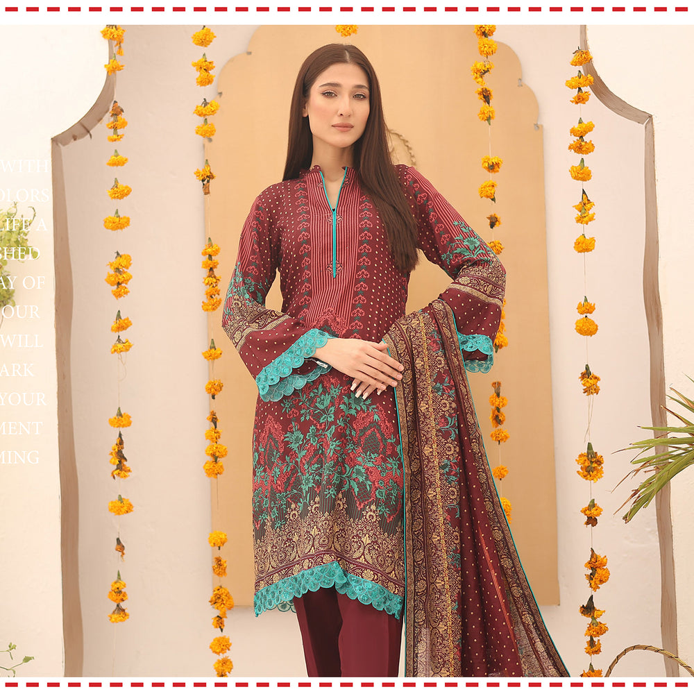 Laiba By SN Cloth Printed Unstitched 3 Pcs Suit - 6, Women, 3Pcs Shalwar Suit, Chase Value, Chase Value