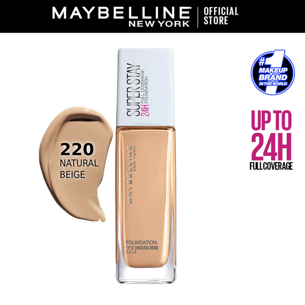 Maybelline Superstay 24H Full Coverage Liquid Foundation -  220 Natural Beige, Foundation, Maybelline, Chase Value